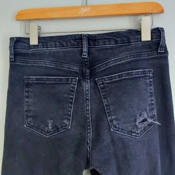 WE THE FREE High Rise Moms jean distress Frayed Jeggings skinny Black Jeans| 28 - Picture 7 of 8